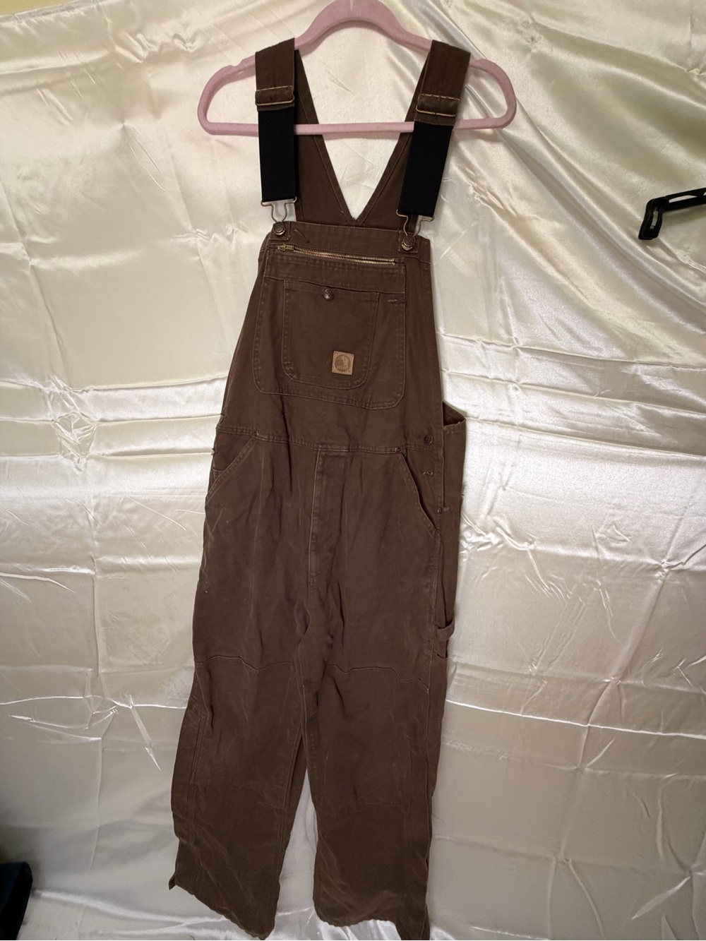 Berne Men’s 38x32 Brown Duck Canvas Bib Overalls Workwear Carpenter Distressed